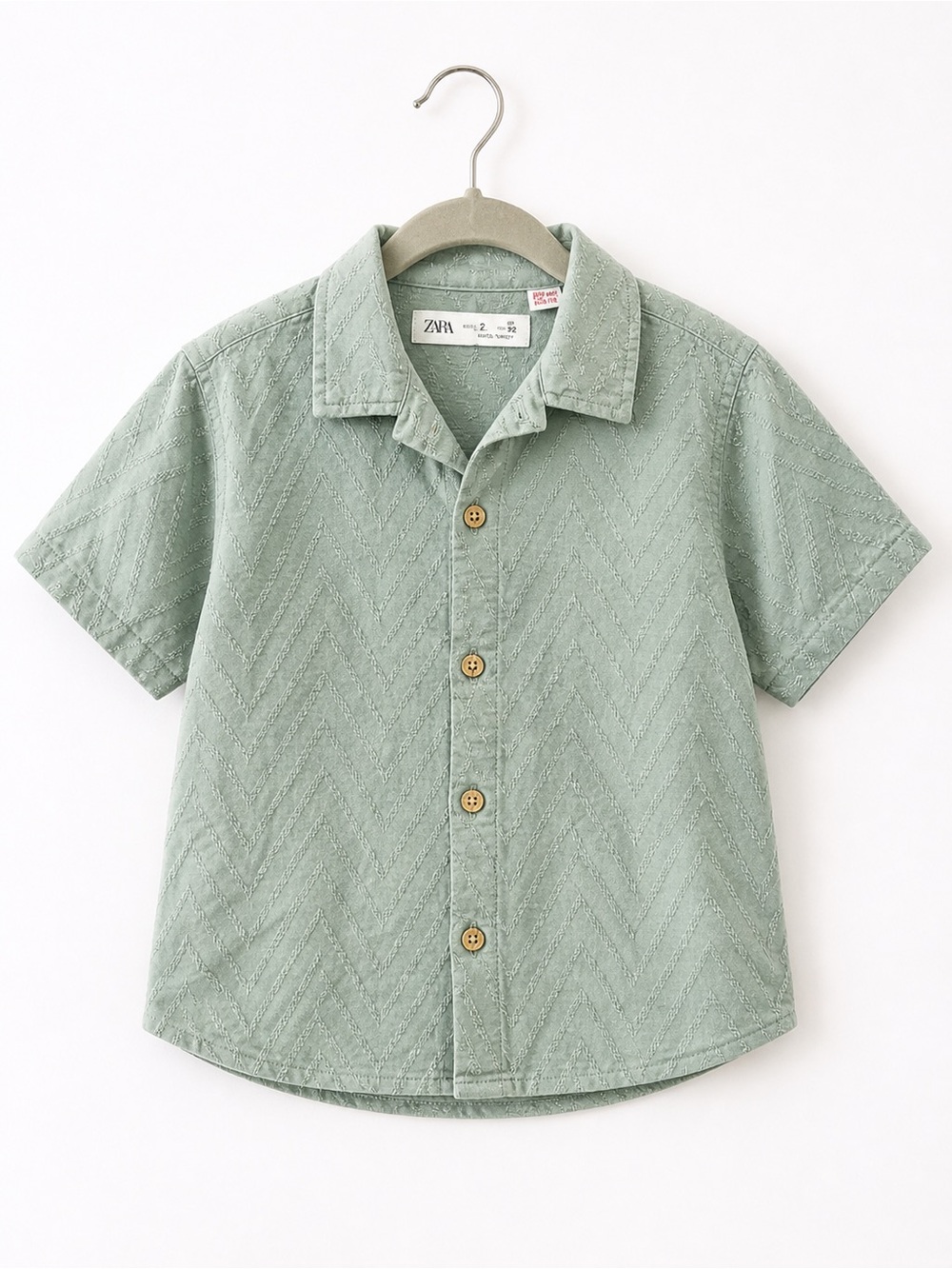 Zara Mint Green Textured Baby Shirt/2 years